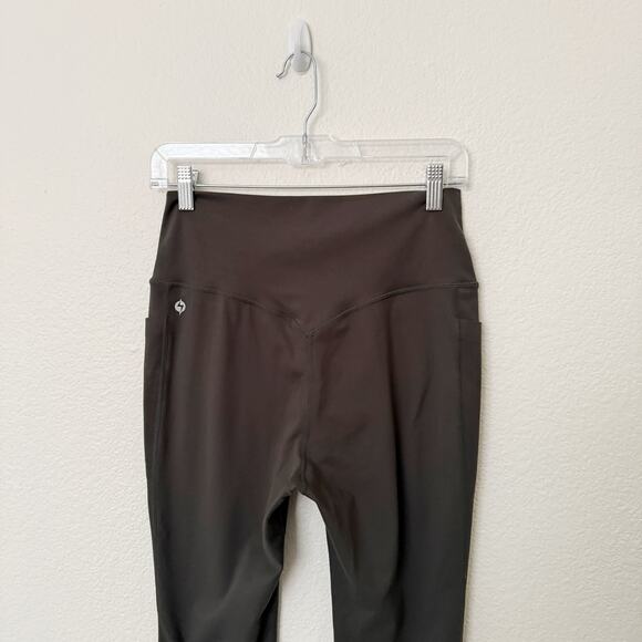 [Popflex] Olive Green CrissCross Hourglass Flared Leggings Pockets Size Large L - Picture 6 of 11